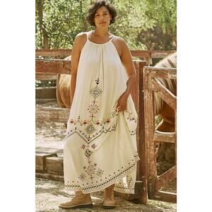 NWD By Anthropologie Embroidered Maxi Dress Size S Ivory #MD453